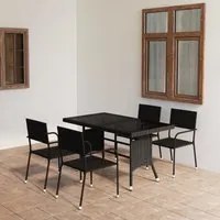 Set Mobili da Pranzo per Giardino 5 pz in Polyrattan Nero cod mxl 69698