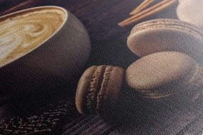 Quadro su tela – Caffè con macaron al cioccolato