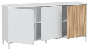 Mobile Credenza 3 Ante Con Ripiani Interni E Piedini Ethna Bianco E Rovere Listato