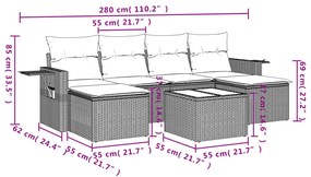 Set divani da giardino 7 pz con cuscini grigio in polyrattan