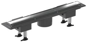 Canalina doccia 50 cm in alluminio reversibile scarico centrale, sifone e piletta inclusi