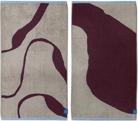Set di asciugamani tipo terry burgundy/greige in cotone organico 2 pz 40x55 cm Nova Arte – Mette Ditmer Denmark
