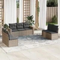 Set Divani da Giardino 7 pz con Cuscini Grigio in Polyrattancod mxl 111536