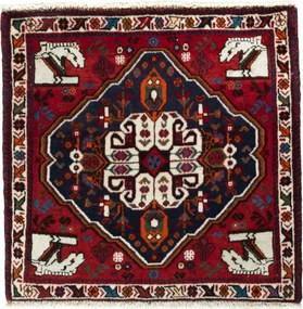 Shiraz Tappeto 60 x 60 Rosso (Iran) Annodato A Mano