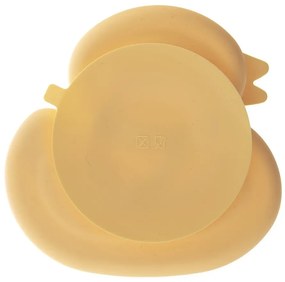 Piatto per bambini giallo in silicone 19x19,5 cm Chicken – Orion