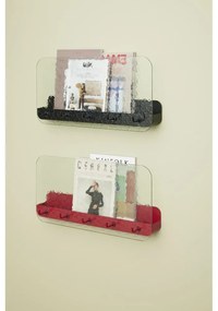 Appendiabiti da parete in metallo rosso con ripiano Shack - Hübsch