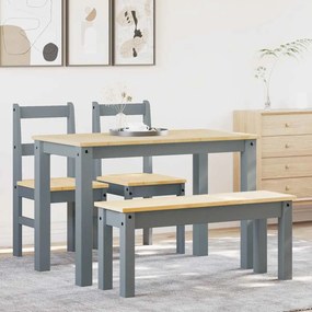Set Da Pranzo 4 Pz Panama Grigio İn Legno Massello Di Pino /