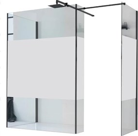 Box doccia walk-in Wens, vetro serigrafato 6 mm, H 200 cm, profilo nero