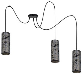 Lampadario a sospensione con filo AVALO 3xE27/60W/230V ragno grigio/nero