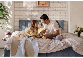 Letto matrimoniale imbottito blu con contenitore e rete inclusi 180x200 cm Thessa Bold Line – Bonami Selection