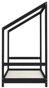 Giroletto per bambini nero 2x(80x160) cm legno massello di pino