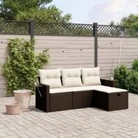 Set Divano da Giardino 4 pz con Cuscini Marrone in Polyrattan 3263759