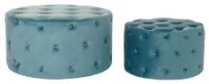 Poggiapiedi DKD Home Decor Azzurro Moderno Velvet Legno MDF (2 pcs)