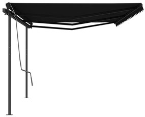 Tenda da Sole Retrattile Manuale con Pali 6x3 m Antracite