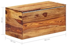 Cassapanca 80x40x40 cm in Legno Massello di Sheesham