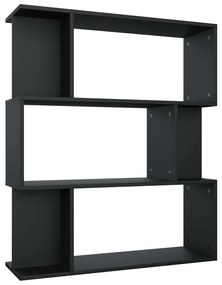 Libreria/Divisorio Nero 80x24x96 cm in Legno Multistrato