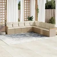 Set Divano da Giardino 9 pz con Cuscini Beige in Polyrattan 3226058