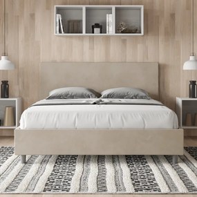 Letto contenitore da 160x190 in microfibra sabbia Adele