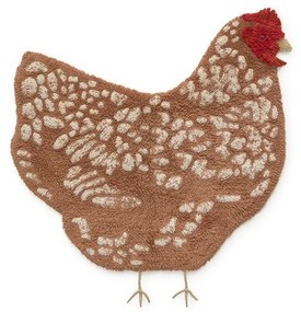 Tappeto marrone lavabile in cotone tessuto a mano 110x100 cm Chicken - Lorena Canals
