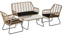 EasyComfort Set Mobili da Giardino Stile Boho in Rattan PE con 2 Poltrone, Divanetto e Tavolino