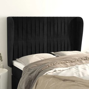 Testiera Ad Orecchio Nera 147 X 23 X 118/128 Cm İn Velluto /
