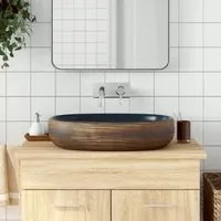 Lavabo da Appoggio Marrone e Blu Ovale 59x40x14 cm Ceramicacod mxl 109602