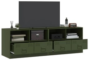 Mobili tv 2 pz verde oliva 67x39x44 cm in acciaio