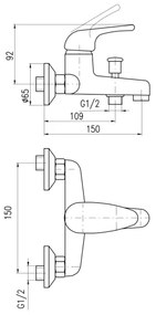 RAV Slezák SA054.5 - Miscelatore per vasca SAZAVA, finitura cromo lucido