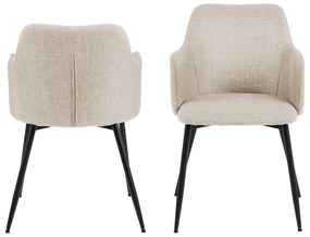 Set di sedie da pranzo color crema in imbottito 2 pz Ilsa – Actona