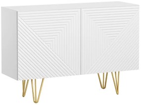 Credenza design bianco e oro con 2 ante L107 cm OZEN