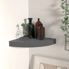 Scaffale Angolare A Parete Grigio Lucido 25x25x3,8 Cm İn Mdf /