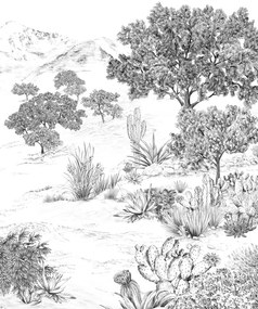 Isidore Leroy Carta da parati panoramica Succulentes Grisaille - Panel A