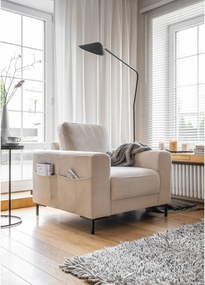 Poltrona in velluto a coste beige Lofty Lilly - Miuform