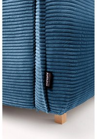 Divano angolare blu allungabile (con penisola a sinistra/a forma di "U") con rivestimento in velluto a coste Tori – Bonami Selection