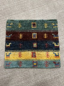 Gabbeh Tappeto 40x40 Verde (Iran) Annodato A Mano