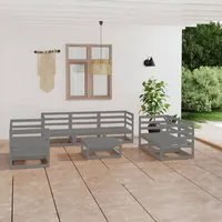 Set Divani da Giardino 8 pz Grigio in Legno Massello di Pino cod mxl 35772