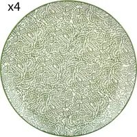 Set 4 piatti piani puntini verde porcellana Hanami