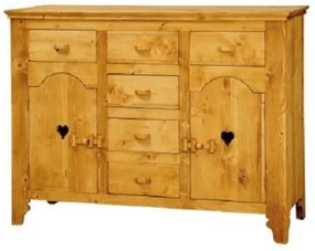 Base credenza 2 ante con cuori e 6 cassetti - LM-TD003