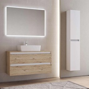 Mobile Bagno Sospeso 101 Cm Due Cassetti Specchio Con Illuminazione Savini "Cube 1"