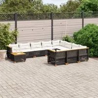 Set Divani da Giardino 11 pz con Cuscini in Polyrattan Nero 3262058