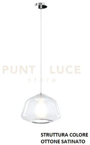 Sospensione ottone sat. 1 luce vetro alpha trasparente 1176os-s1 al...