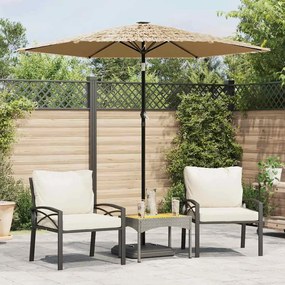 Ombrellone Giardino Led E Palo İn Acciaio Marrone 223x223x213cm /