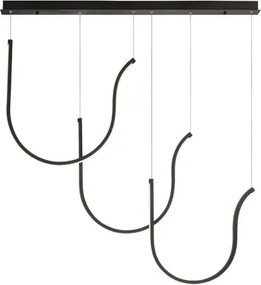 Lampada a sospensione ARQUA 3 Luci con base rettangolare 110 cm in metallo NERO