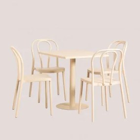 Set di Tavolo Quadrato 70x70 cm e 4 Sedie da Giardino Mizzi Beige a - Sklum