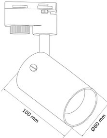Faretto per sistema a binario SMOKY 1xGU10/10W/230V nero