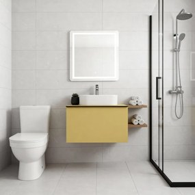 Mobile da bagno sospeso sotto lavabo Pixel plain 1 cassetto L 60 x H 40 x P 45.5 cm giallo laccato opaco, con maniglia alluminio nero opaco