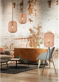Lampadario marrone chiaro con paralume in tessuto ø 35 cm Runa - Trio
