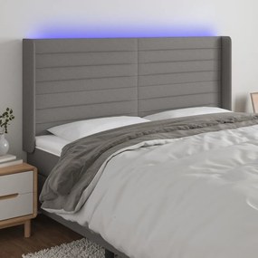 Testiera A Led Grigioscuro 203x16x118/128cm İn Tessuto /