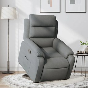 Poltrona Alzapersona Reclinabile Grigio Scuro İn Tessuto /