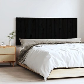 Testiera Da Parete Nera 147x3x60 Cm İn Legno Massello Di Pino /